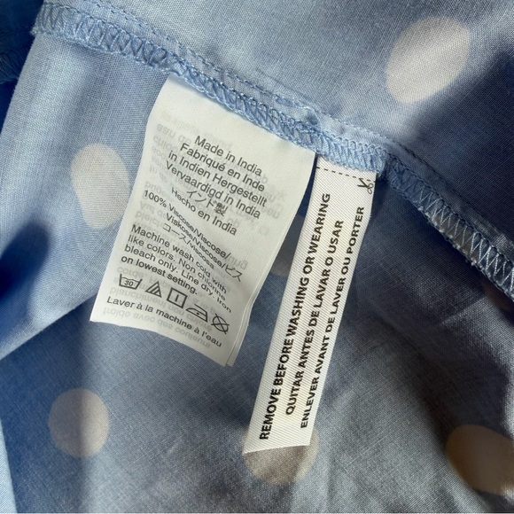 Blue Polka Dot Wrap Midi Dress Open Back XXS Fits XS - Picture 13 of 14